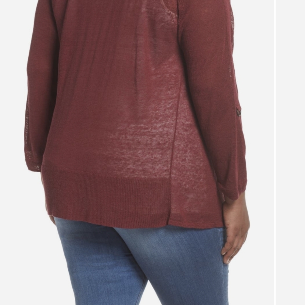 NIC+ZOE Burgundy Open-Front Cardigan Plus Size 1X - Picture 8 of 8